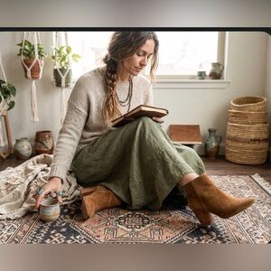 Steve Madden Idonia Boots Womens Size 9 Brown Cognac Suede Ankle Block Heel